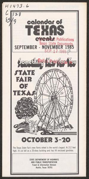 Primary view of object titled 'Calendar of Texas Events: September-November 1985'.