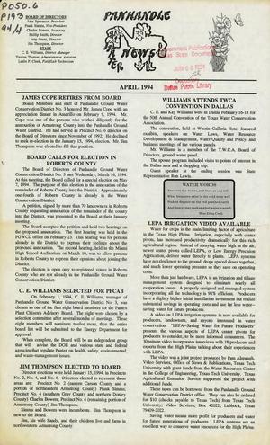 Primary view of object titled 'Panhandle Water News, April 1994'.