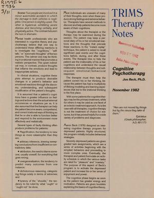TRIMS Therapy Notes, Volume 3, Number 11, November 1982