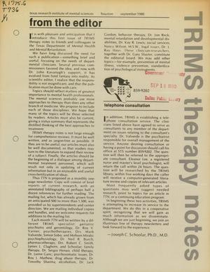 Primary view of object titled 'TRIMS Therapy Notes, Volume 1, Number 1, September 1980'.