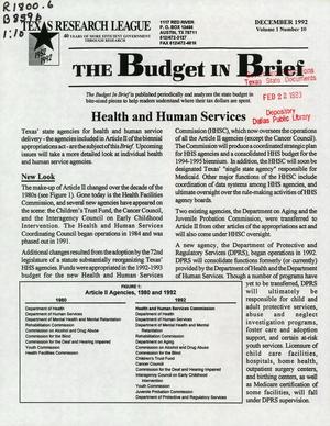 The Budget in Brief, Volume 1, Number 10, December 1992