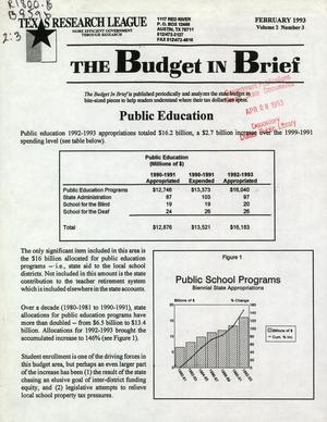 Primary view of object titled 'The Budget in Brief, Volume 2, Number 3, February 1993'.