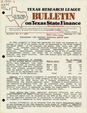 Primary view of object titled 'Bulletin on Texas State Finance: 1987, Number 5'.