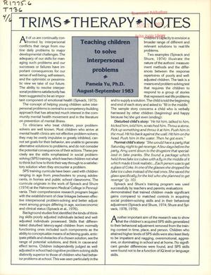 Primary view of TRIMS Therapy Notes, Volume 4, Number 6, August–September 1983