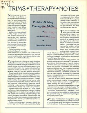 TRIMS Therapy Notes, Volume 4, Number 8, November 1983