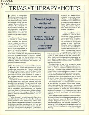 TRIMS Therapy Notes, Volume 6, Number 1, December 1984–January 1985