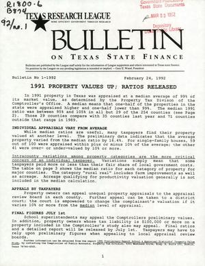 Bulletin on Texas State Finance: 1992, Number 1