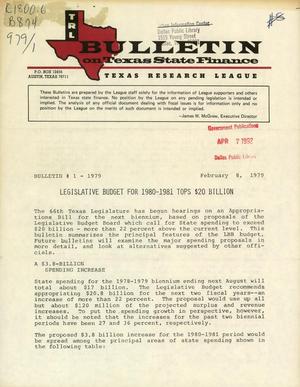 Primary view of object titled 'Bulletin on Texas State Finance: 1979, Number 1'.
