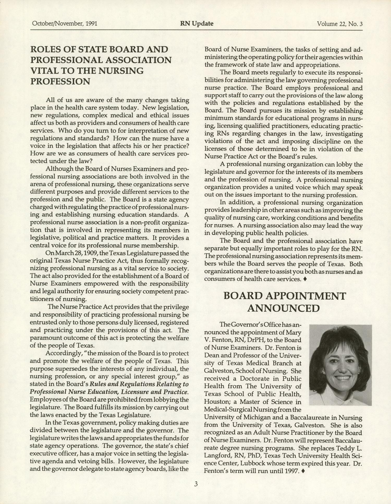 RN Update, Volume 22, Number 3, October/November 1991
                                                
                                                    3
                                                