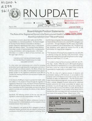 Primary view of object titled 'RN Update, Volume 26, Number 1, March 1995'.