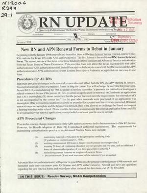 Primary view of object titled 'RN Update, Volume 29, Number 1, January 1998'.