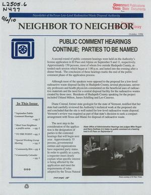 Neighbor to Neighbor, October 1996