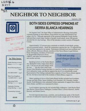 Neighbor to Neighbor, September 1996