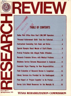 Primary view of object titled 'Research Review, Volume 2, Number 3, Spring/Summer 1975'.