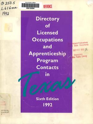 Directory of Licensed Occupations and Apprenticeship Program Contacts in Texas