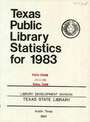 Primary view of object titled 'Texas Public Library Statistics for 1983'.