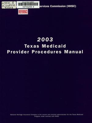 Primary view of object titled '2003 Texas Medicaid Provider Procedures Manual'.