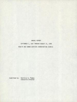 Health and Human Services Coordinating Council Annual Report:1988