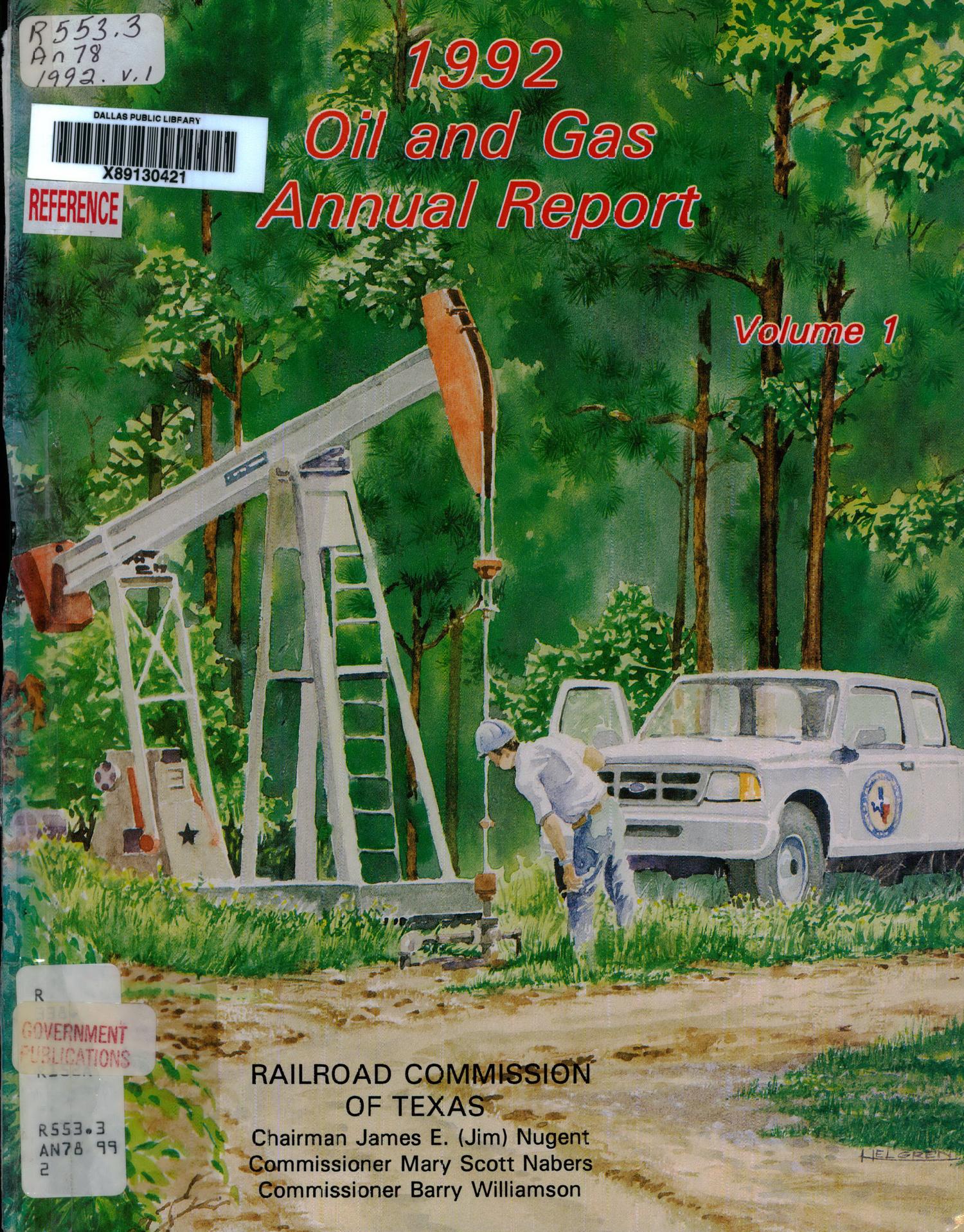 Railroad Commission of Texas Oil and Gas Division Annual Report: 1992, Volume 1
                                                
                                                    FRONT COVER
                                                