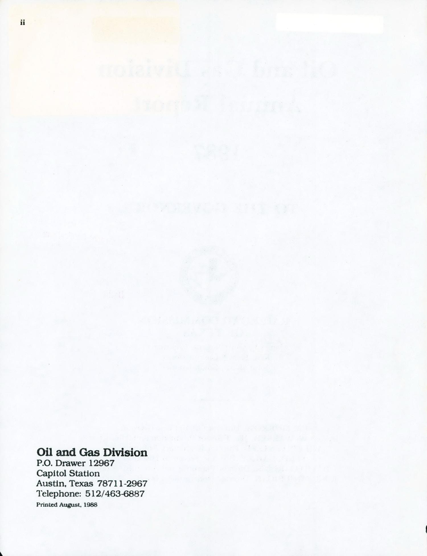 Railroad Commission of Texas Oil and Gas Division Annual Report: 1987
                                                
                                                    II
                                                