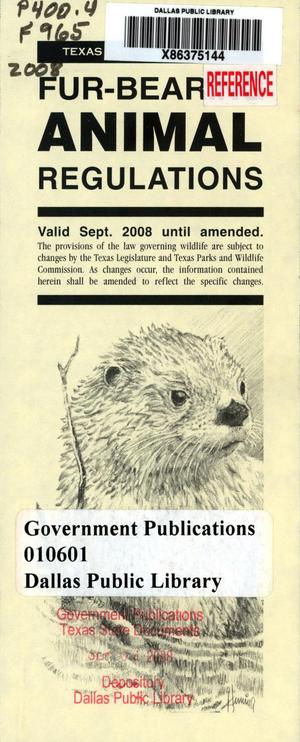 Primary view of object titled 'Fur-Bearing Animal Regulations: 2008'.