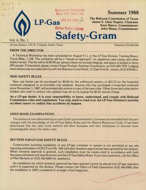 Primary view of object titled 'LP-Gas Safety-Gram, Volume 6, Number 1, Summer 1988'.