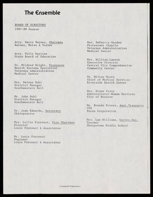 [The Ensemble Board of Directors, 1987-1988]