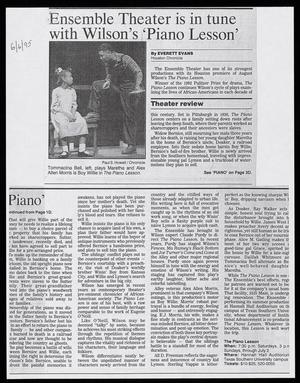 Primary view of object titled '[Clipping: Ensemble Theater is in tune with Wilson's 'Piano Lesson']'.