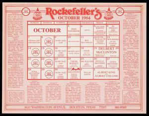 Primary view of object titled '[Rockefeller's Event Calendar: October 1984]'.
