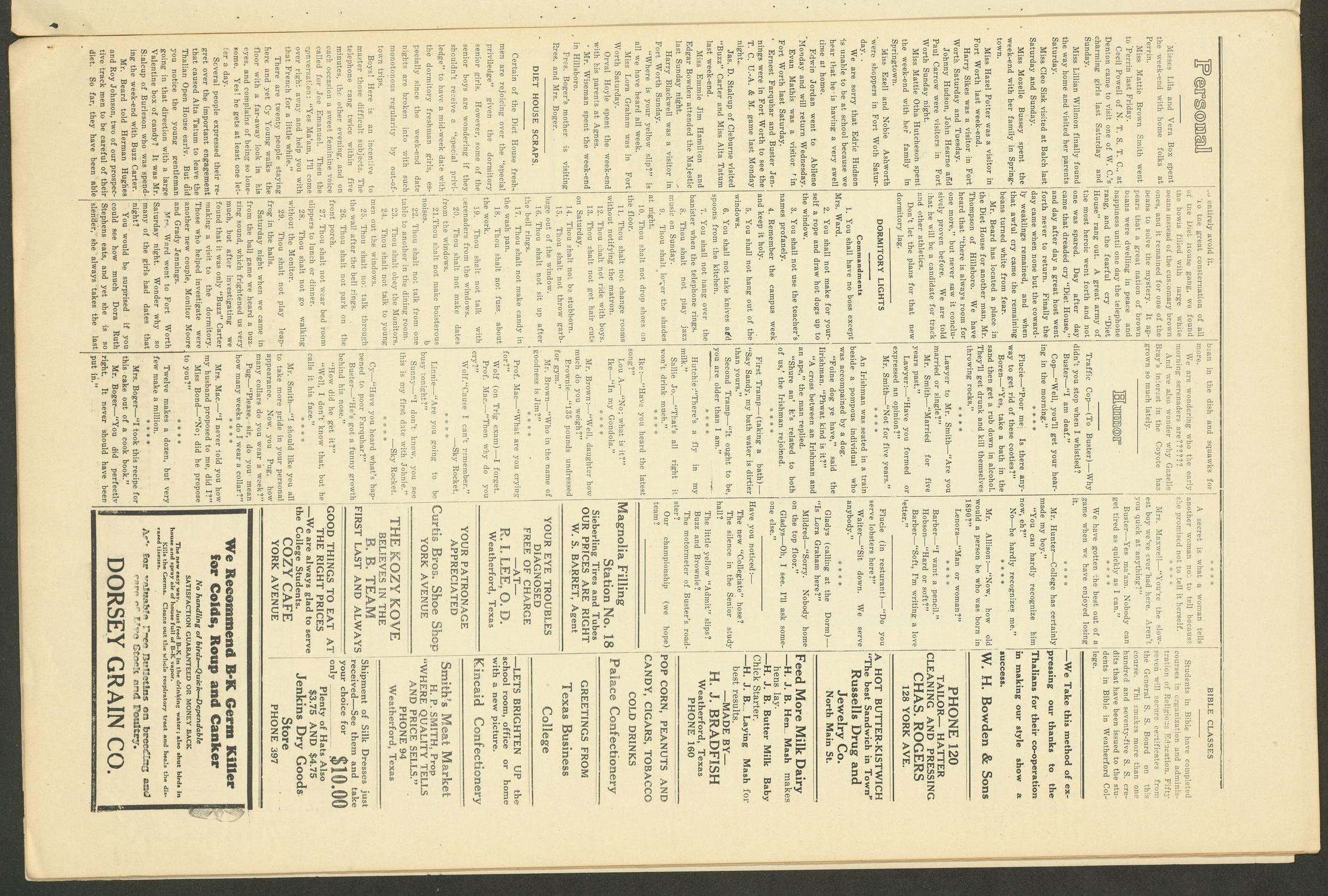 The Coyote (Weatherford, Tex.), Vol. 1, No. 7, Ed. 1 Tuesday, February 22, 1927
                                                
                                                    [Sequence #]: 3 of 4
                                                