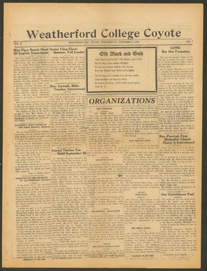 Primary view of object titled 'Weatherford College Coyote (Weatherford, Tex.), Vol. 10, No. 1, Ed. 1 Wednesday, October 2, 1935'.