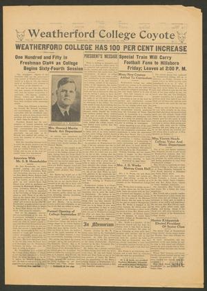 Primary view of object titled 'Weatherford College Coyote (Weatherford, Tex.), Vol. 11, No. 1, Ed. 1 Wednesday, September 30, 1936'.