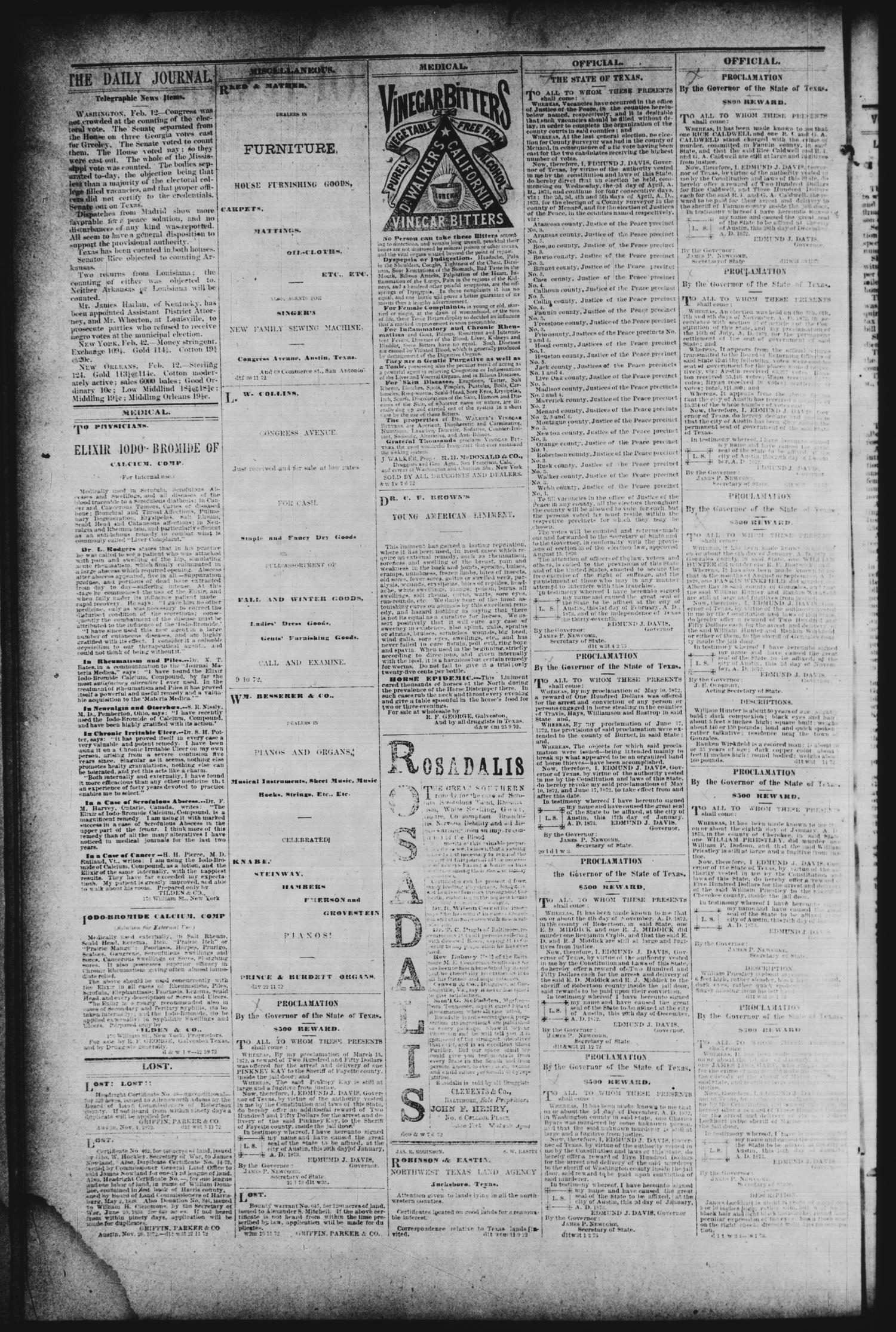 Daily State Journal. (Austin, Tex.), Vol. 4, No. 12, Ed. 1 Thursday, February 13, 1873
                                                
                                                    [Sequence #]: 4 of 4
                                                