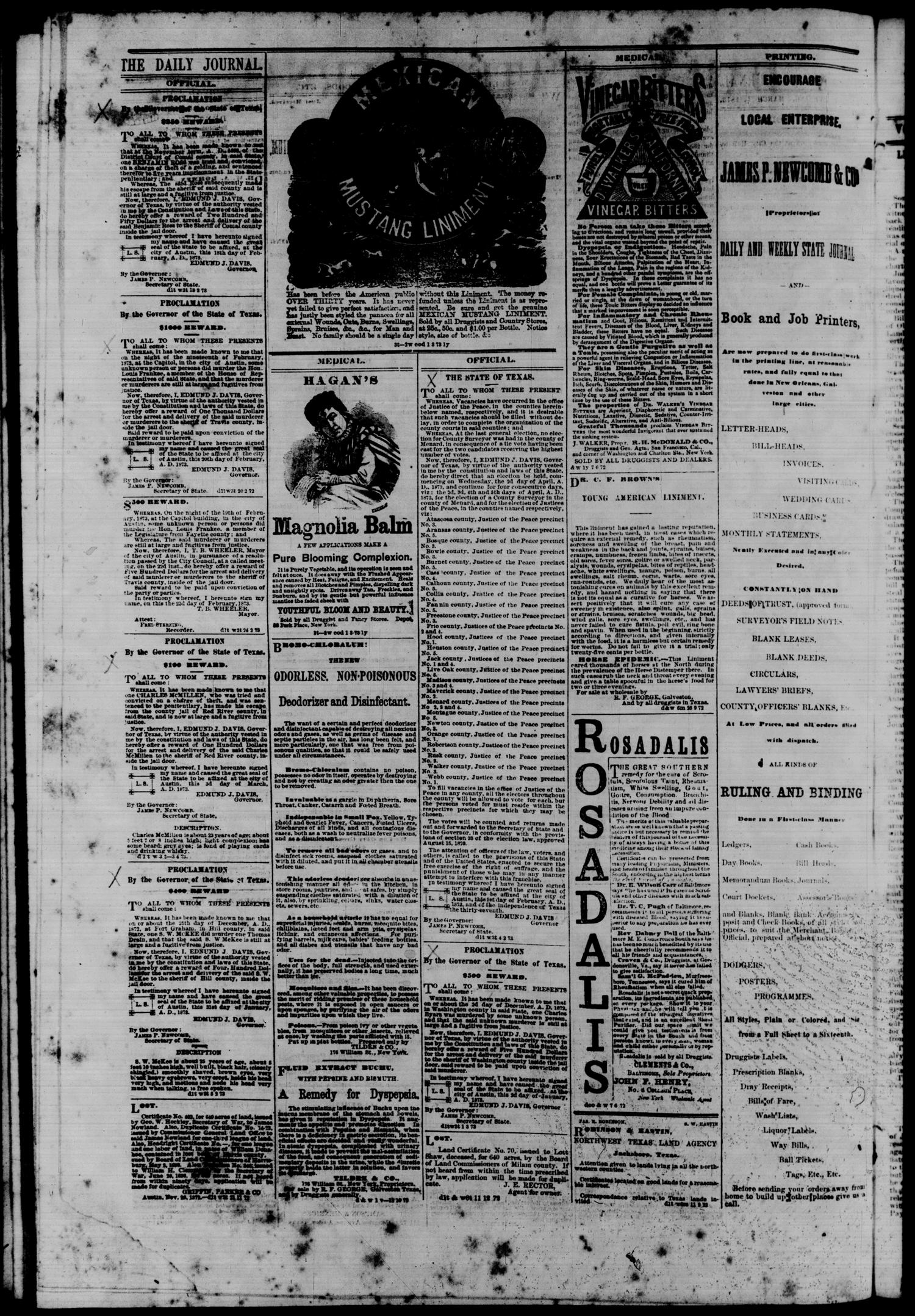 Daily State Journal. (Austin, Tex.), Vol. 4, No. 31, Ed. 1 Friday, March 7, 1873
                                                
                                                    [Sequence #]: 4 of 4
                                                