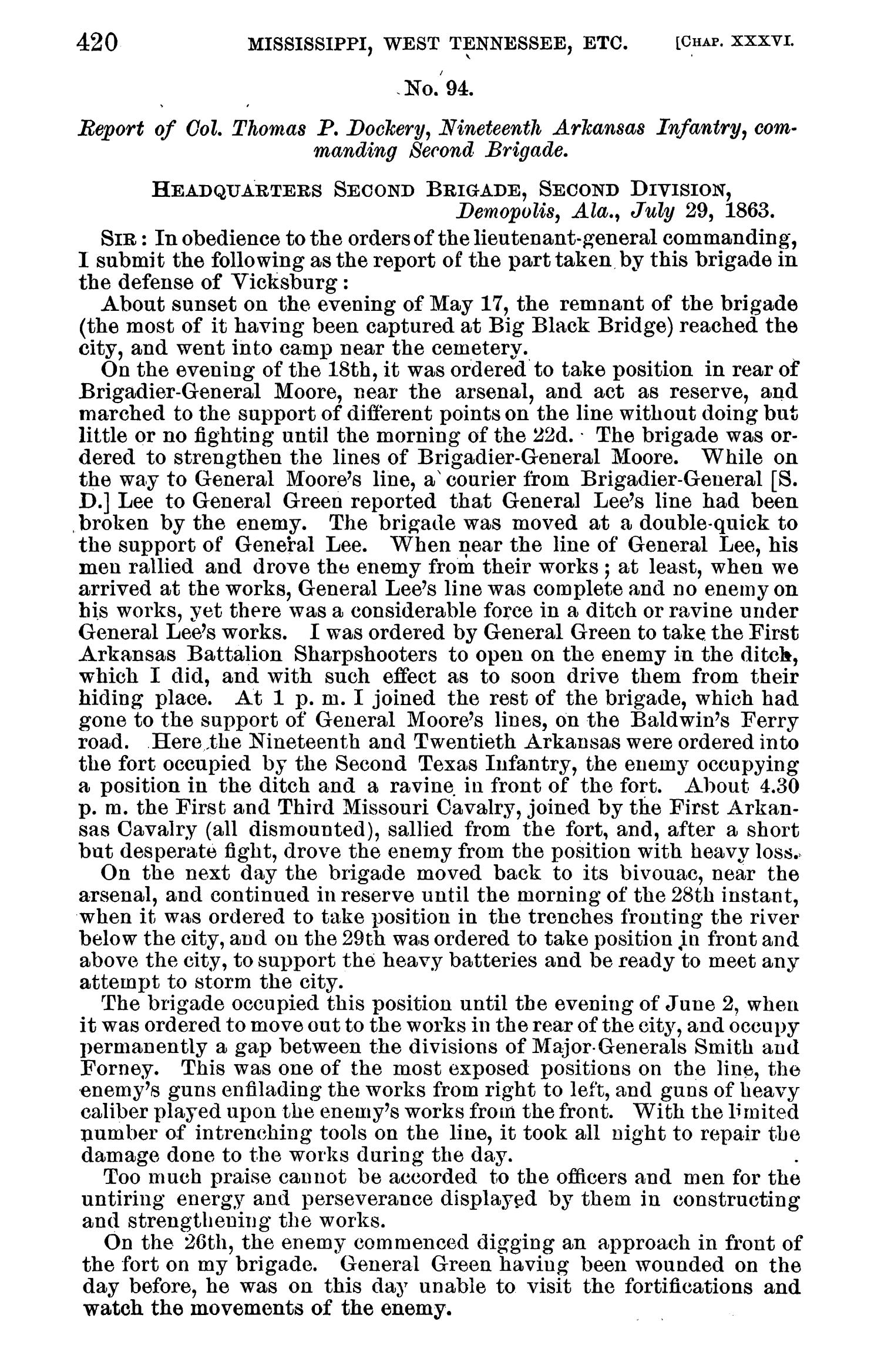 The War of the Rebellion: A Compilation of the Official Records of the Union And Confederate Armies. Series 1, Volume 24, In Three Parts. Part 2, Reports.
                                                
                                                    420
                                                