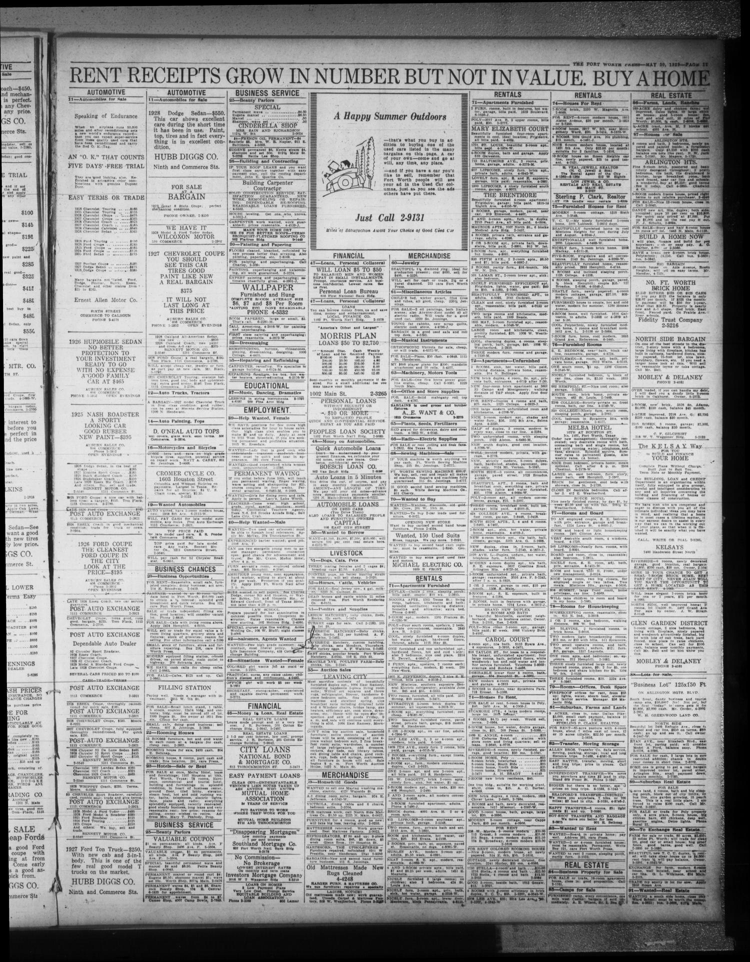 The Fort Worth Press (Fort Worth, Tex.), Vol. 7, No. 206, Ed. 1 Thursday, May 30, 1929
                                                
                                                    [Sequence #]: 11 of 12
                                                