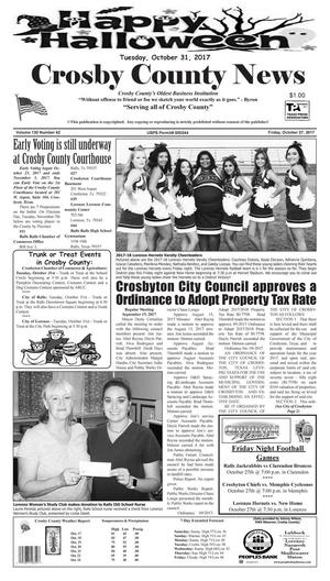Crosby County News (Ralls, Tex.), Vol. 130, No. 42, Ed. 1 Friday, October 27, 2017
