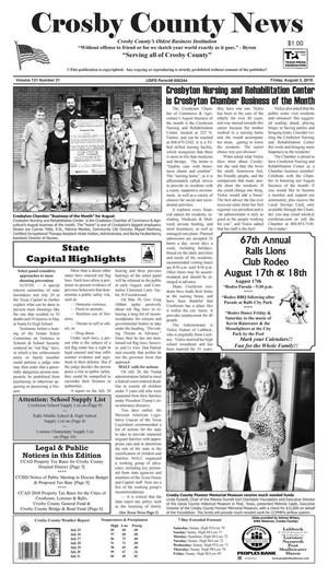 Crosby County News (Ralls, Tex.), Vol. 131, No. 31, Ed. 1 Friday, August 3, 2018
