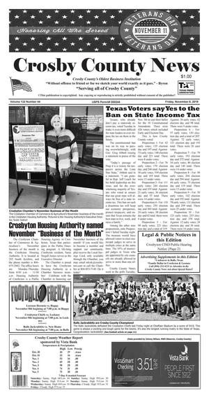 Primary view of object titled 'Crosby County News (Ralls, Tex.), Vol. 132, No. 44, Ed. 1 Friday, November 8, 2019'.
