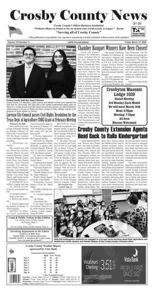 Crosby County News (Ralls, Tex.), Vol. 133, No. 11, Ed. 1 Friday, March 13, 2020