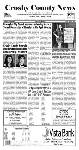 Crosby County News (Ralls, Tex.), Vol. 133, No. 22, Ed. 1 Friday, May 29, 2020