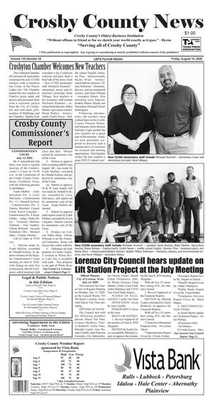 Crosby County News (Ralls, Tex.), Vol. 133, No. 32, Ed. 1 Friday, August 14, 2020