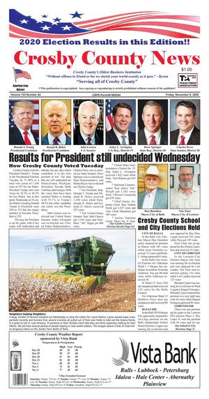 Crosby County News (Ralls, Tex.), Vol. 133, No. 44, Ed. 1 Friday, November 6, 2020