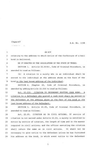 80th Texas Legislature, Regular Session, House Bill 1158, Chapter 657