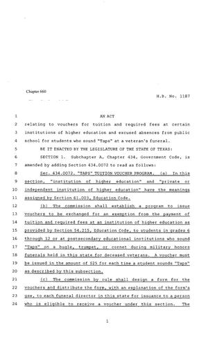 80th Texas Legislature, Regular Session, House Bill 1187, Chapter 660
