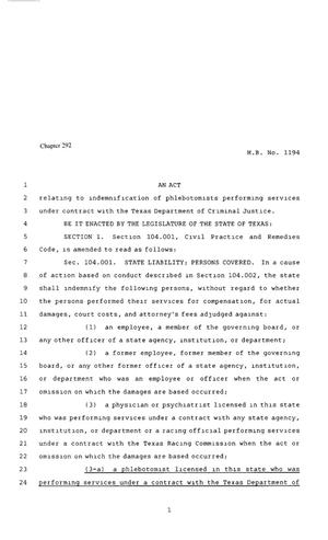 80th Texas Legislature, Regular Session, House Bill 1194, Chapter 292