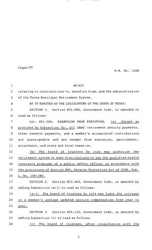 80th Texas Legislature, Regular Session, House Bill 1244, Chapter 293