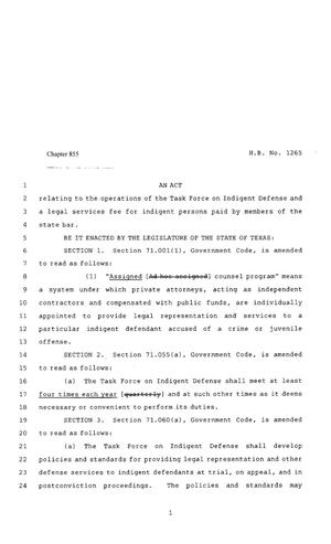 80th Texas Legislature, Regular Session, House Bill 1265, Chapter 855