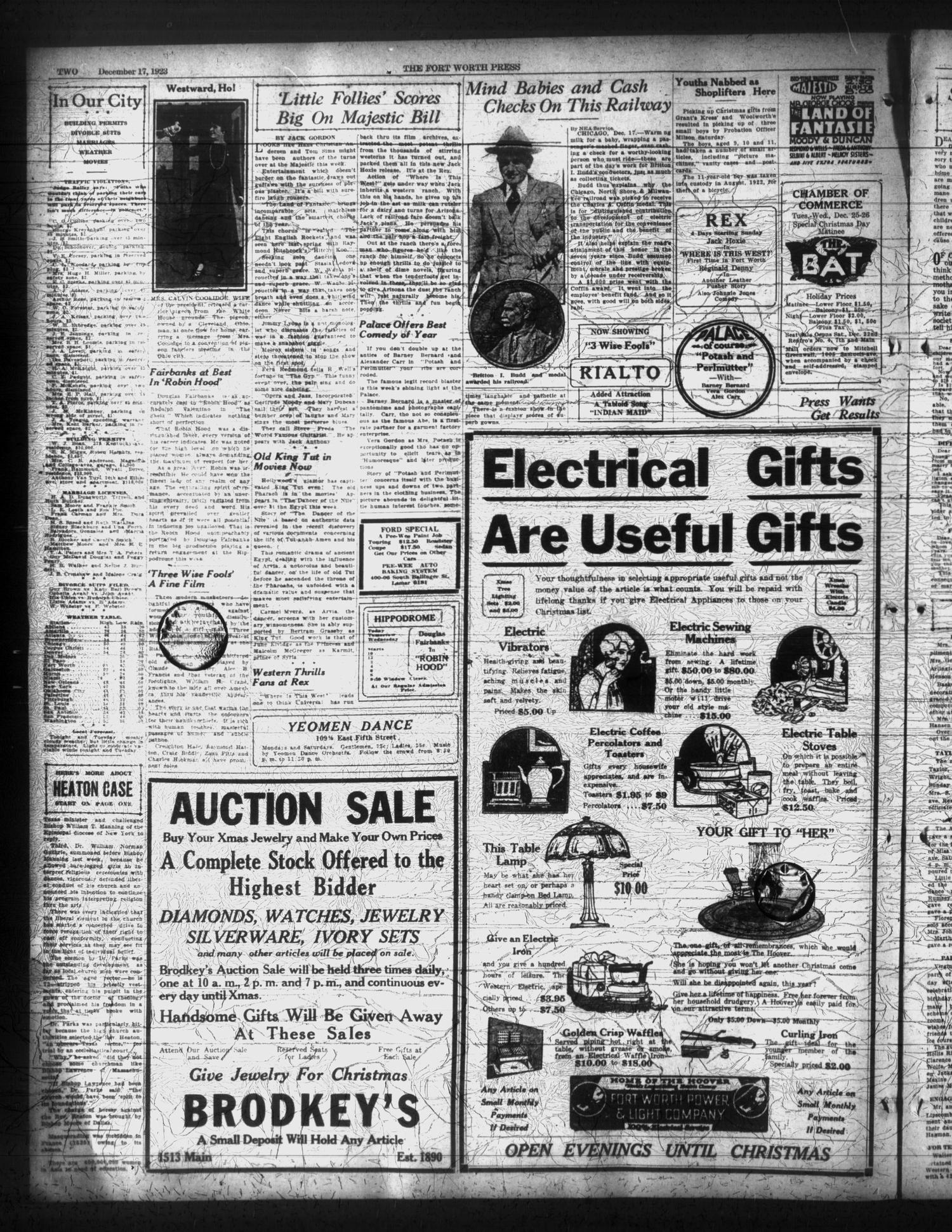 The Fort Worth Press (Fort Worth, Tex.), Vol. 3, No. 65, Ed. 1 Monday, December 17, 1923
                                                
                                                    [Sequence #]: 2 of 8
                                                