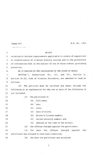 80th Texas Legislature, Regular Session, House Bill 1303, Chapter 1017